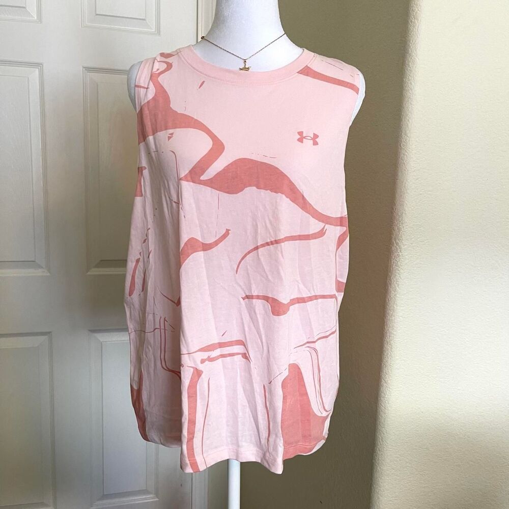 Under Armour pink & orange abstract camouflage tank top - size Large